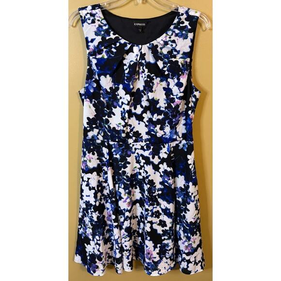 Express Blue Floral Sleeveless Mini Dress Size 12 - Picture 1 of 8